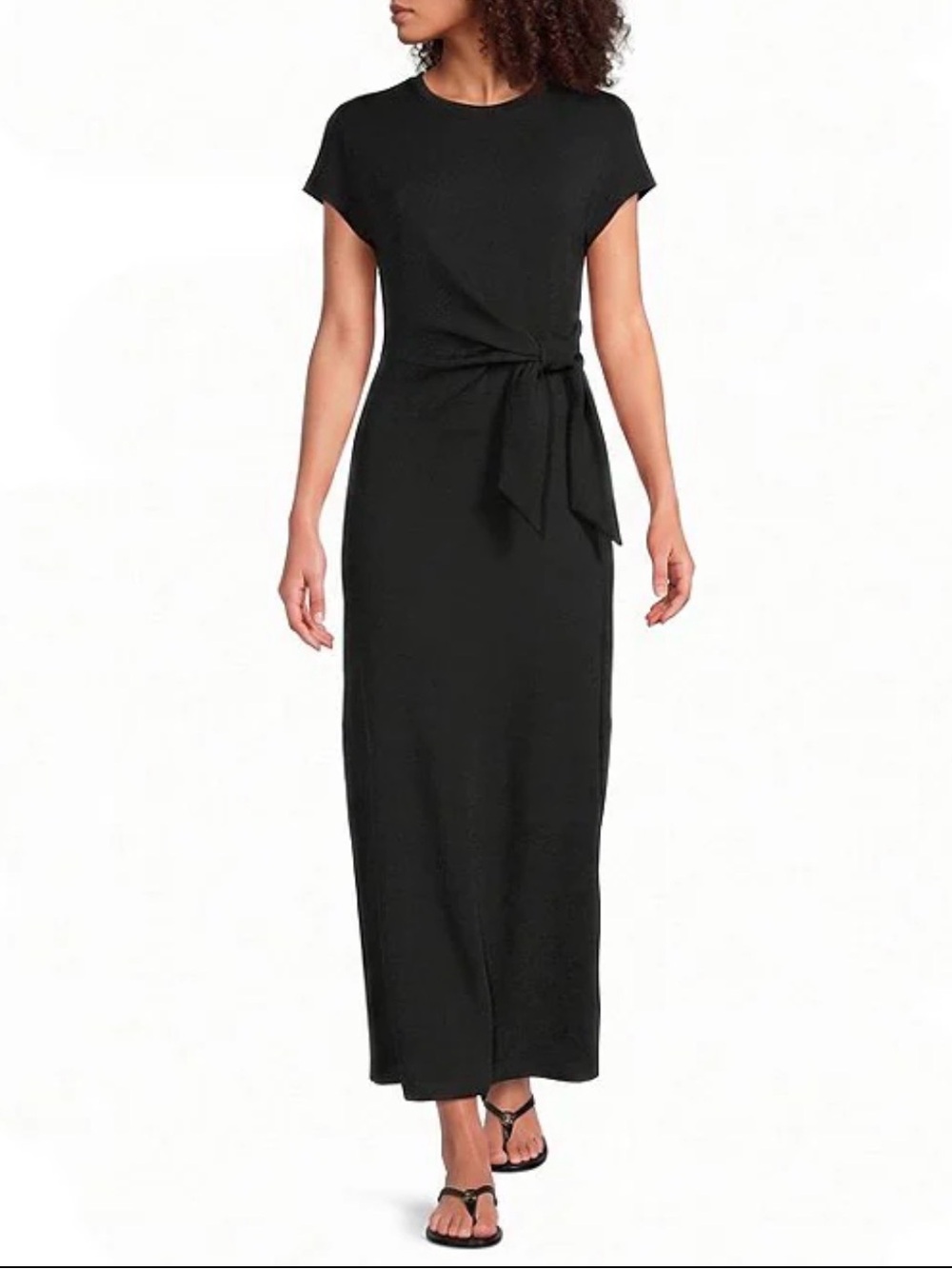 NWT SPANX AirEssentials Tie Waist Midi Dress Very Black M